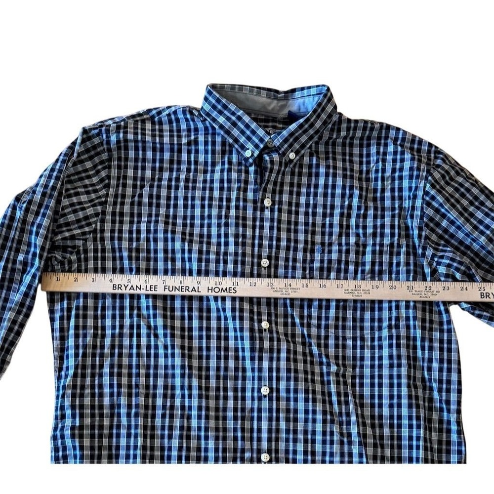 IZOD Men's XL Blue Plaid Long Sleeve Button-Down Shirt preppy classic minimalist - Picture 4 of 7